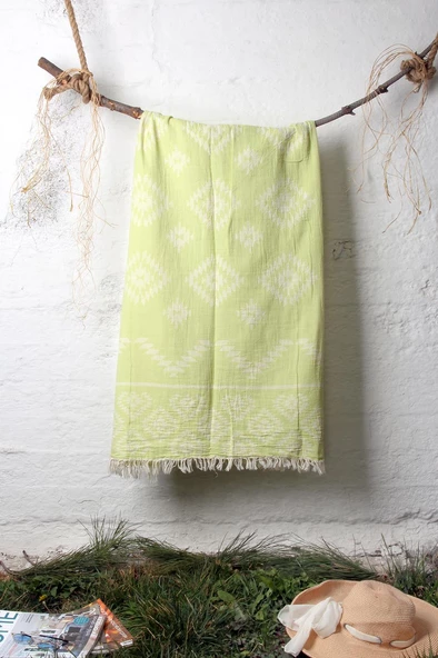 %100 Pamuk 90x180 Peştemal Plaj Havlusu Etnik Desen Jakarlı - Resim 5