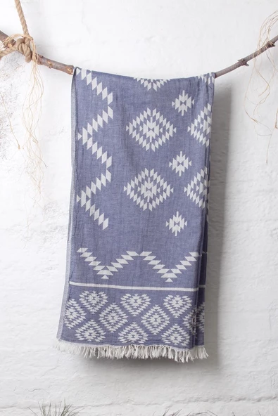 %100 Pamuk 90x180 Peştemal Plaj Havlusu Etnik Desen Jakarlı - Resim 10