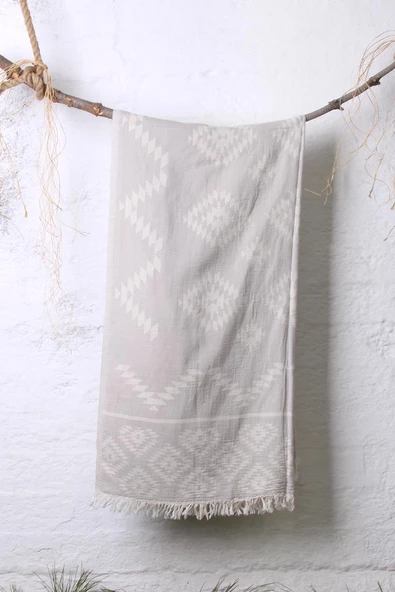 %100 Pamuk 90x180 Peştemal Plaj Havlusu Etnik Desen Jakarlı - Resim 8