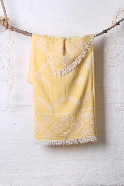 %100 Pamuk 90x180 Peştemal Plaj Havlusu Etnik Desen Jakarlı - Resim 12