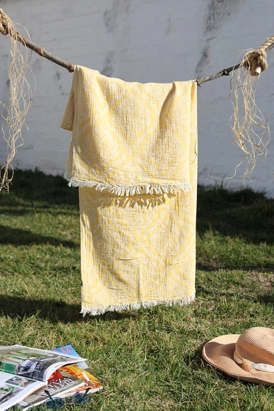 %100 Pamuklu 90x180 Peştemal Plaj Havlusu Jakarlı
