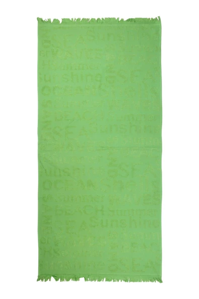 %100 Pamuk 70x150 Yazı Jakarlı Plaj Havlusu - 3