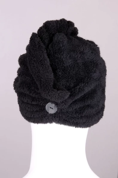 Mikrofiber Düğmeli Saç Kurulama Havlu Bone - 3