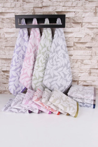 %100 Pamuk Jakarlı 6'lı Havlu Seti - 7