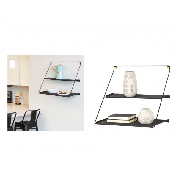 32407ES MODERN ASKILI YÜKSEK KALİTE İKİLİ RAF 32X61X53CM