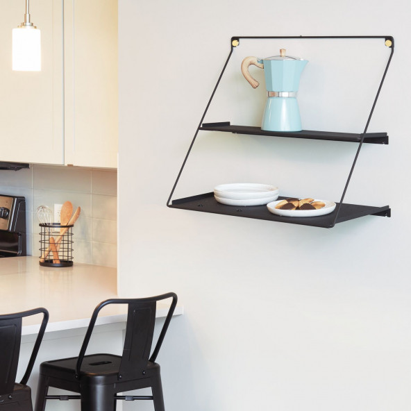 32407ES MODERN ASKILI YÜKSEK KALİTE İKİLİ RAF 32X61X53CM - 3