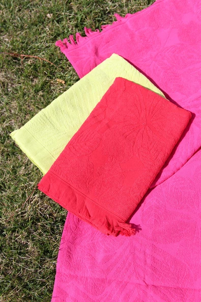 %100 Pamuk Jakarlı 70x150 Plaj Havlusu - Resim 2