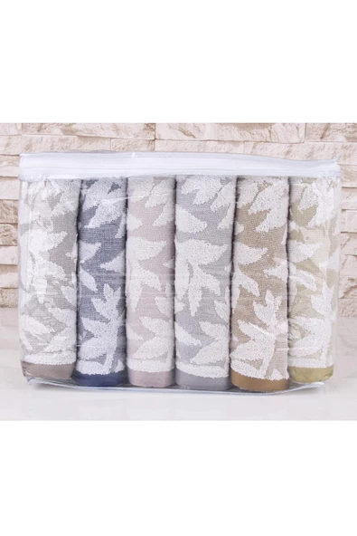 %100 Pamuk Jakarlı 6'lı Havlu Seti - 6