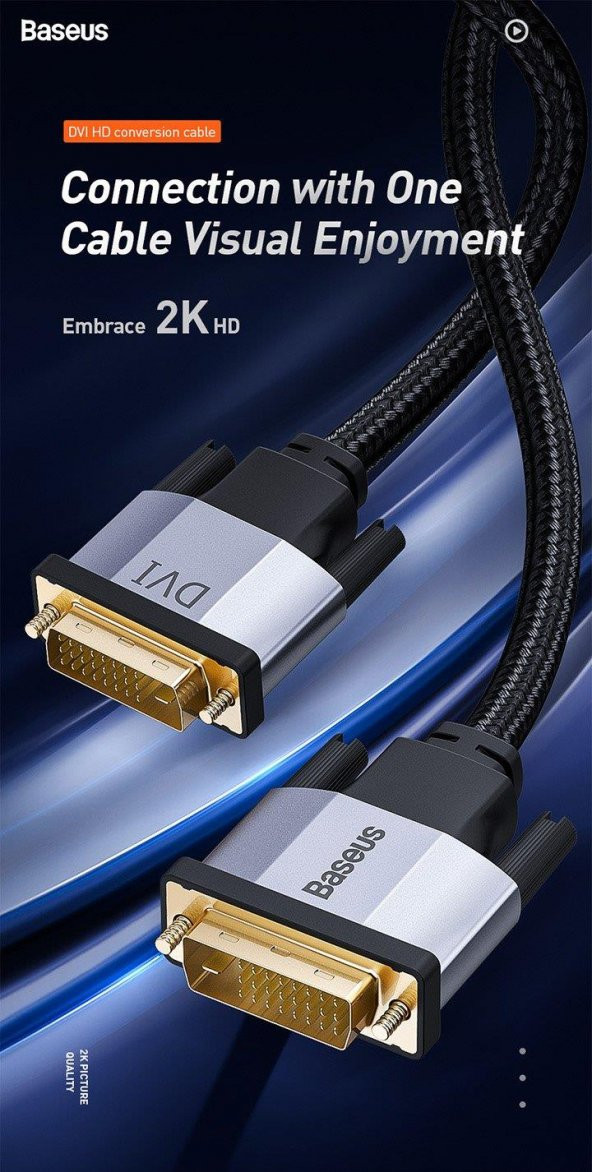 Baseus Enjoyment Series DVI to DVI HDTV Projeksiyon Kablo 3 mt CAKSX-S0G - 7