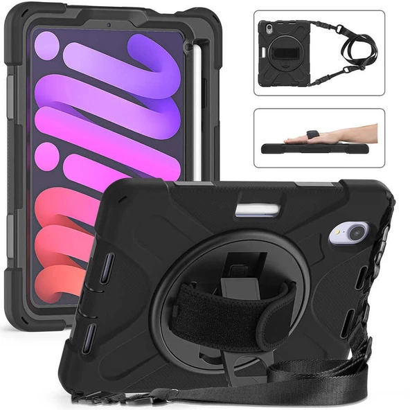 Gpack Apple iPad Mini 2021 6.Nesil Kılıf Defender Tablet Tank Koruma Standlı df22  Nano  Kalem - 2