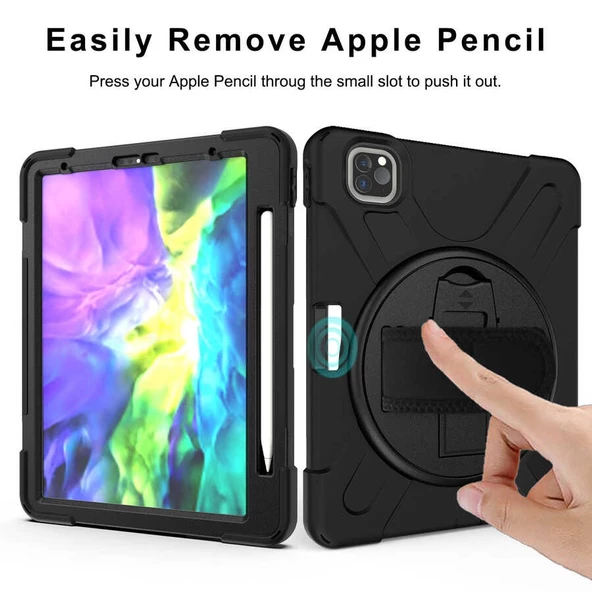 Gpack Apple iPad Pro 11 2020 2.Nesil Kılıf Defender Tablet Tank Koruma Standlı df2 - 2