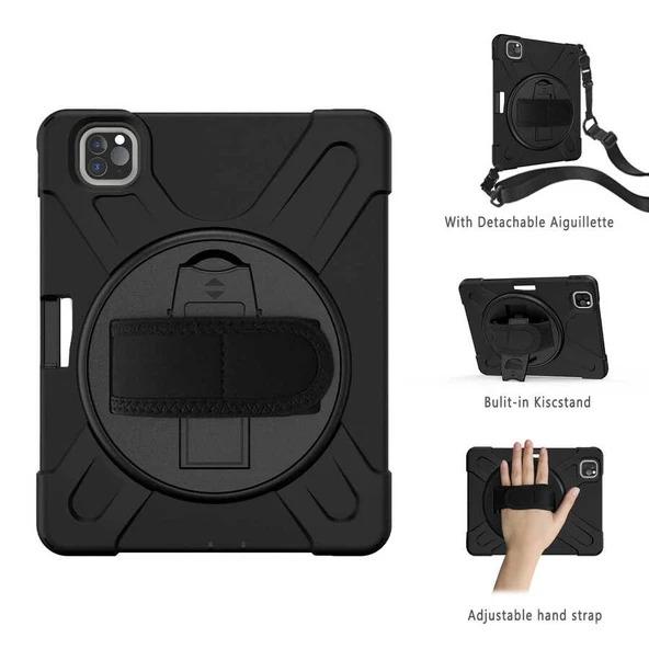 Gpack Apple iPad Pro 11 2020 2.Nesil Kılıf Defender Tablet Tank Koruma Standlı df2 - 3
