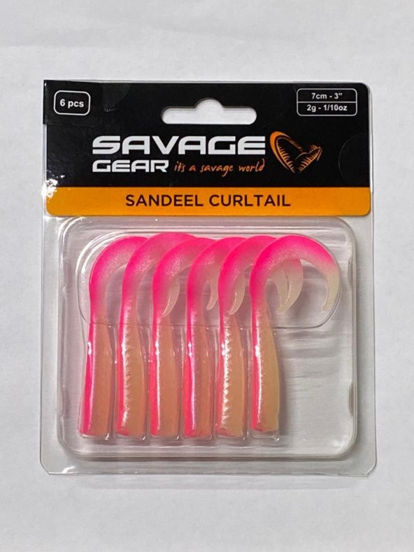 Savage Gear LB Sandeel Curltail 7cm Pink Glow 6 Adet