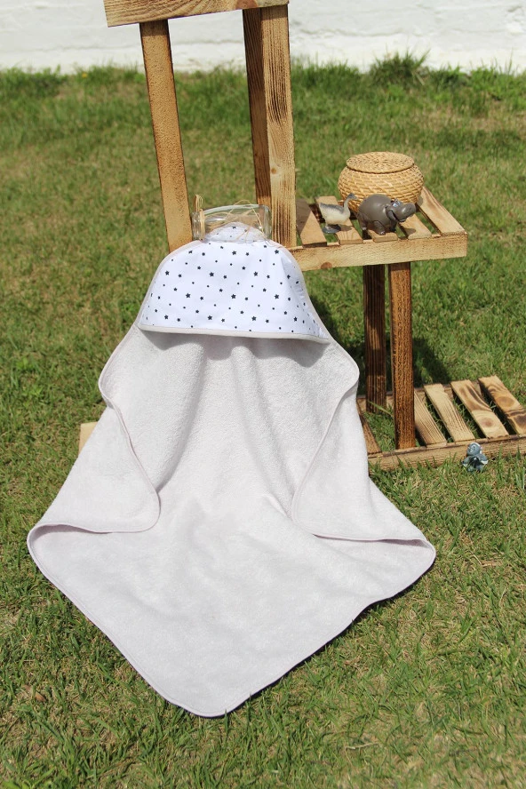 %100 Pamuk Yıldız Desenli 75x75 Bebek Kundak - 1
