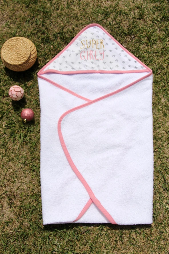 Super Girl Nakışlı 75x75 Bebek Kundak - Resim 3