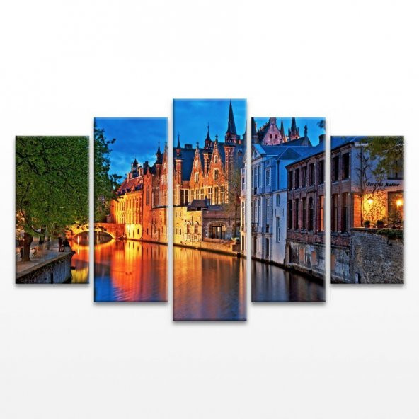 Bruges Belçika 5 Parça Kanvas Tablo