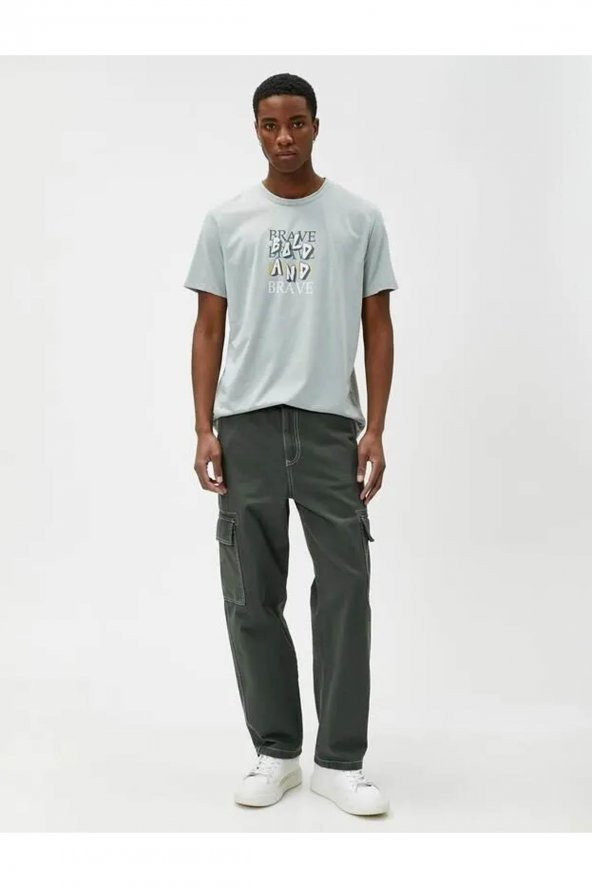 Erkek T-shirt Gri 3sam10458hk - Resim 2