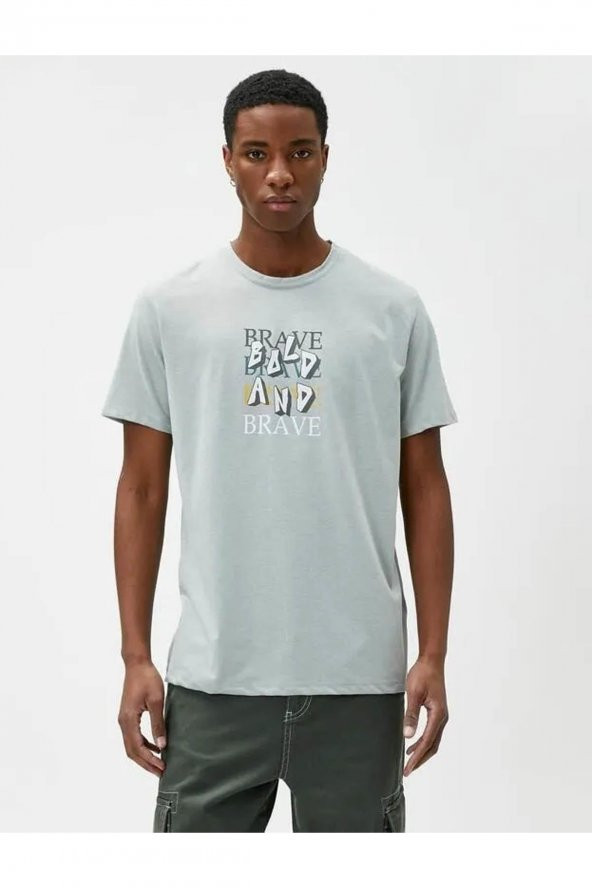 Erkek T-shirt Gri 3sam10458hk - Resim 3