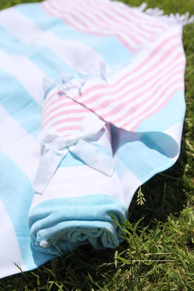 %100 Pamuk 90x160 Çizgili Peştemal / Plaj - Resim 6