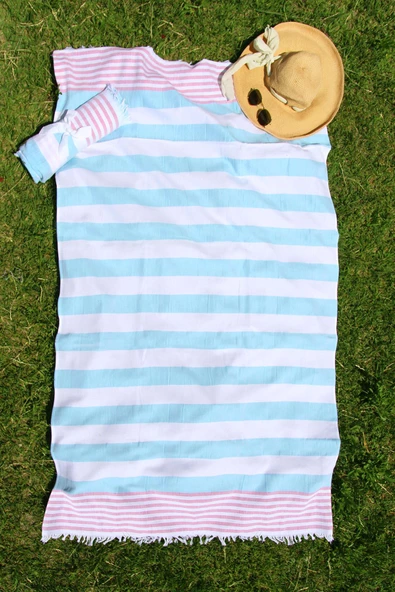 %100 Pamuk 90x160 Çizgili Peştemal / Plaj - Resim 5