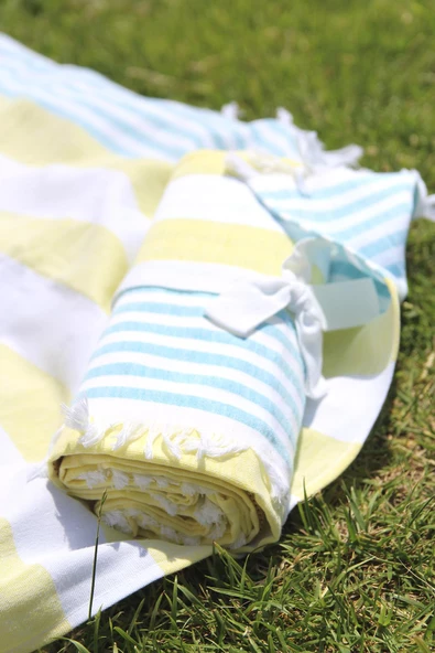 %100 Pamuk 90x160 Çizgili Peştemal / Plaj - Resim 4