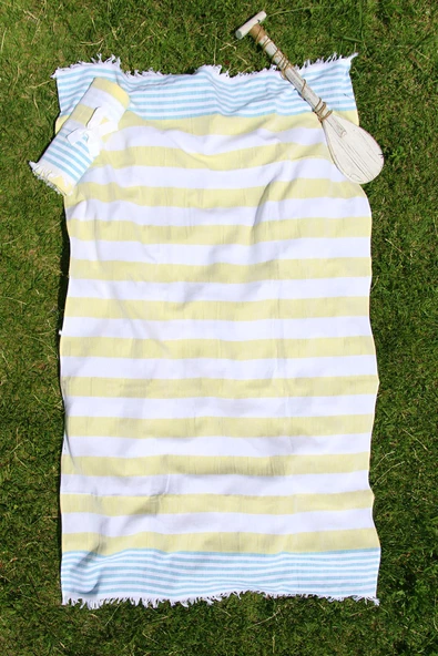 %100 Pamuk 90x160 Çizgili Peştemal / Plaj - Resim 3