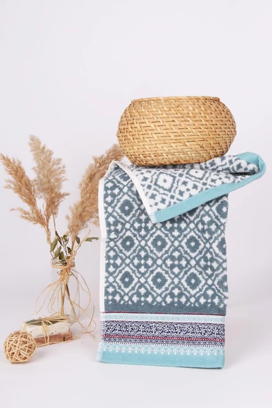 %100 Pamuk Mozaik Desen 40x60 El/Yüz Havlusu ürün görseli 1