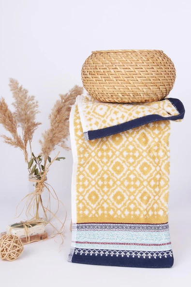 %100 Pamuk Mozaik Desen 40x60 El/Yüz Havlusu - Resim 8