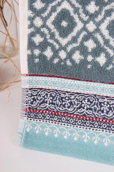 %100 Pamuk Mozaik Desen 40x60 El/Yüz Havlusu - Resim 3