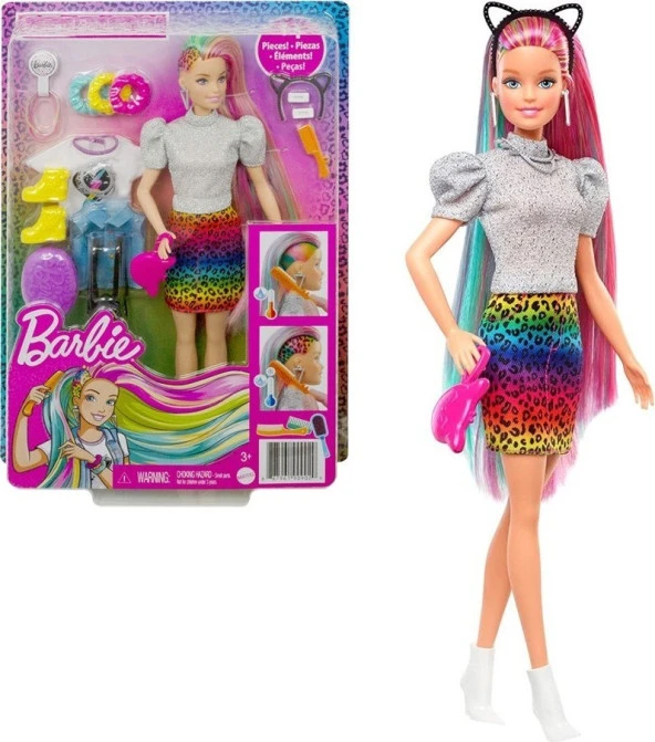 Barbie Barbie, Leopar Desenli Saçlar Bebeği GRN81