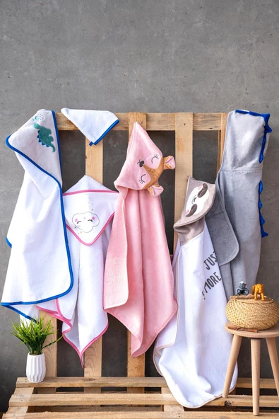 %100 Pamuk 60x110 Tembel Hayvan Başlıklı Kadife Bebek & Çocuk Kundak - 3