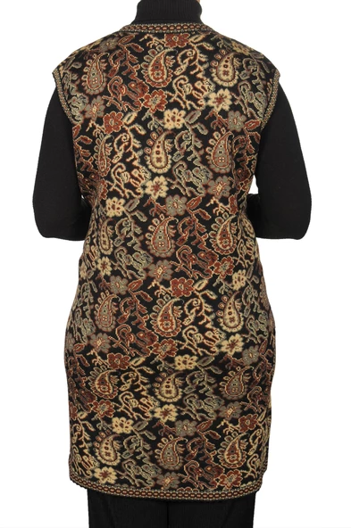 Kadın Siyah Anadolu Desenli Yelek - 5