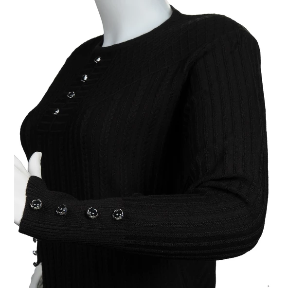 Kadın Siyah Merserize Kazak - 2