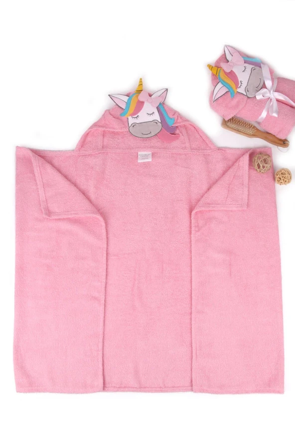 %100 Pamuk Unicorn Nakışlı 70x130 Panço