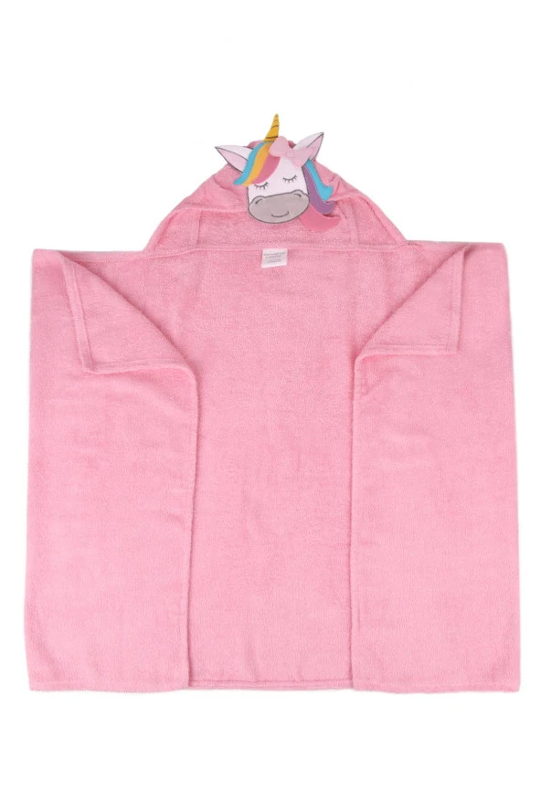 %100 Pamuk Unicorn Nakışlı 70x130 Panço - Resim 2