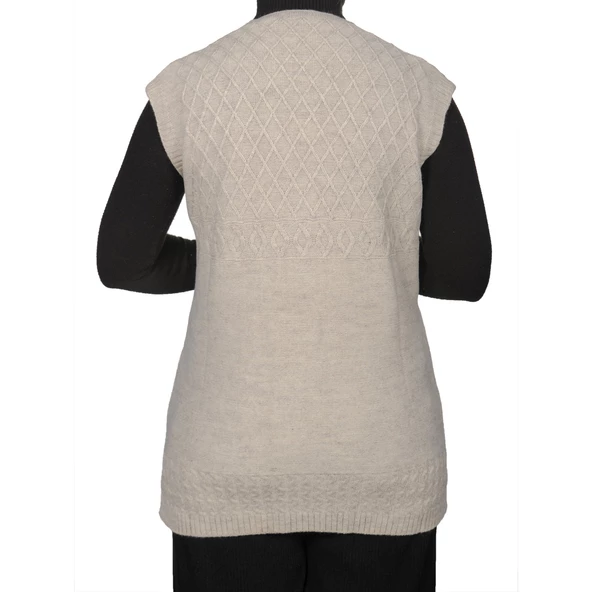 Kadın Krem Düğmeli Yelek - 4