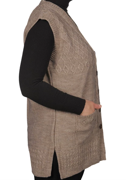 Kadın Vizon Düğmeli Yelek - 3