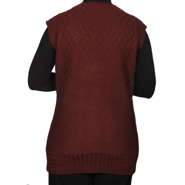 Kadın Bordo Düğmeli Yelek - 4