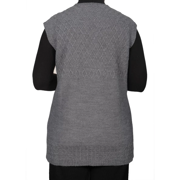 Kadın Gri Düğmeli Yelek - 4