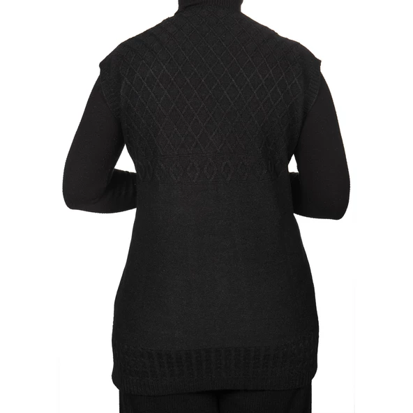 Kadın Siyah Düğmeli Yelek - 4