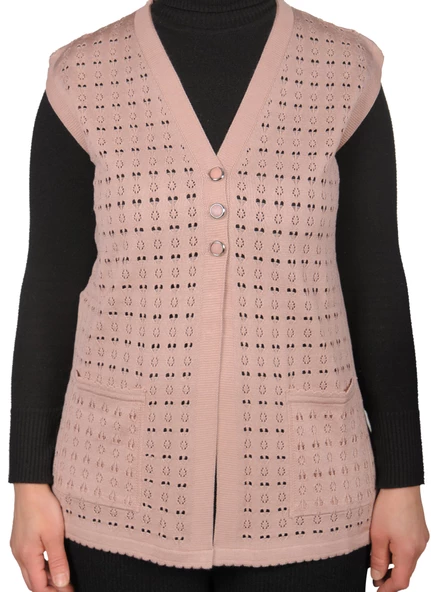 Kadın Pudra Merserize Yelek - 2