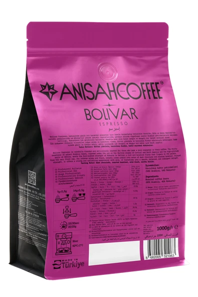 Anisah Coffee Bolivar Espresso Koyu Kavrulmuş 1000 Gram - Resim 2