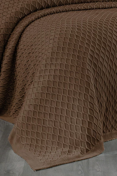 Triko Battaniye Örgü Çift Kişilik 220 x 240 cm Yatak Örtüsü Pike Poly - 2