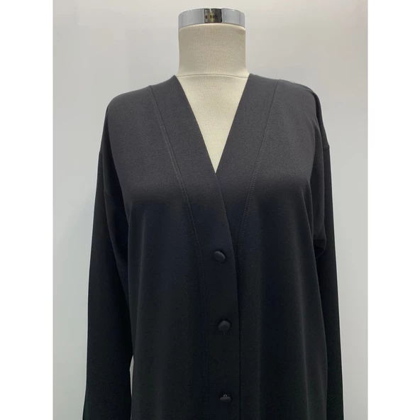 Kadın Vizon Uzun Düğmeli Cepli Anne Penye Hırka - 6