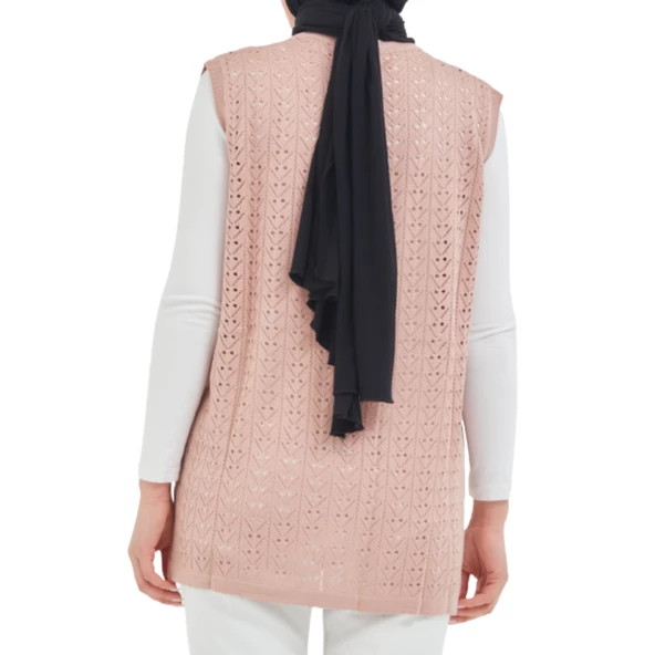 Düğmeli Pudra Merserize Yelek - 3