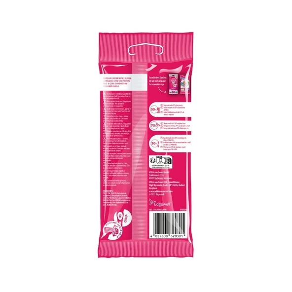 Wilkinson Sword Ekstra 3 Beauty  Kadın Kullan At  Tıraş Bıçağı 2 Paket- 6 Adet - Resim 3