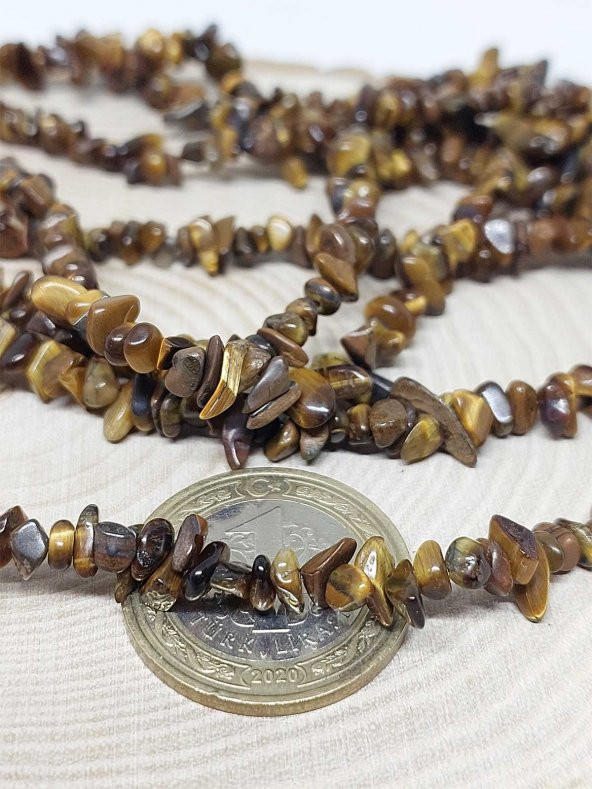 Delikli Kaplan Gözü Taşı Minik Boy 4-6mm Aralığı Şekilsiz Taşlar 50 adet ürün görseli