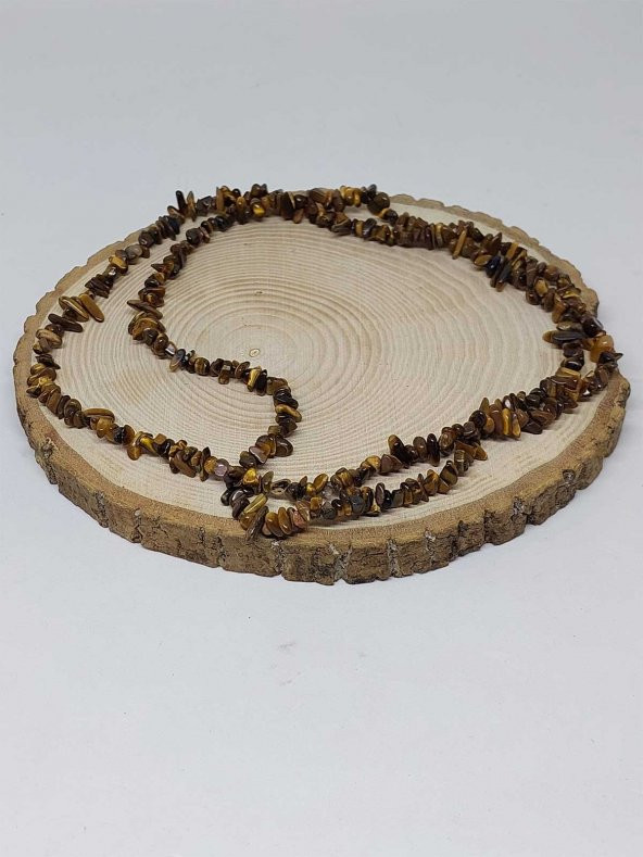 Kaplan Gözü Taşı Minik Boy 4-6mm Aralığı Şekilsiz 1000 Ayar Gümüş İpli Kolye - Resim 3