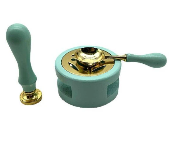 Davetiye Mum Mühürü Uygulama Seti Su Yeşili Renk 811 Gül Desen - Resim 8