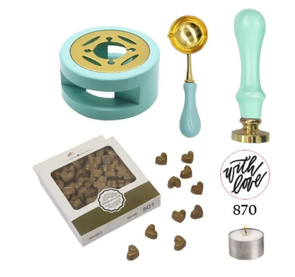Davetiye Mum Mühürü Uygulama Seti Su Yeşili Renk 870 With Love ürün görseli